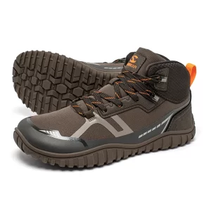 HOBIBEAR Mid Top Hiking Shoes Unisex Wide Toe Barefoot Boots Lace Up Non-Slip Trail-Running Shoes