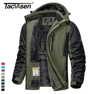 TACVASEN Winter Heavyweight Fleece Lined Parka Waterproof Men Ski Snowboard Jackets Windproof Removable Hoodie Coats Windbreaker